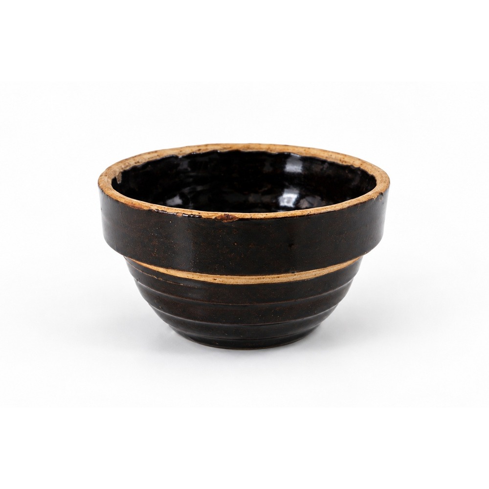 Primitive Rustic Studio Pottery USA 5IN Dark Brown Glazed Bowl Farmhouse